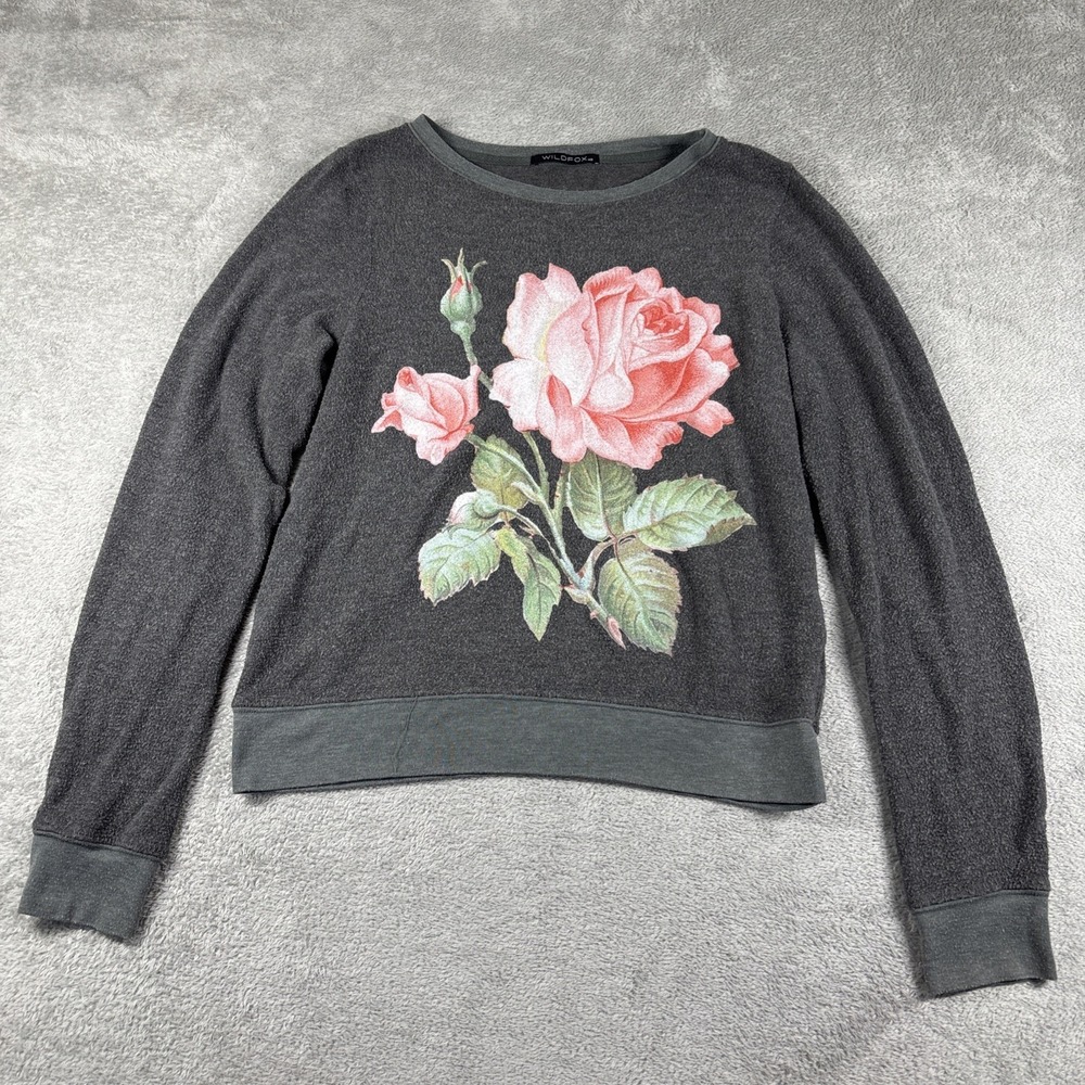 WildFox Womens Flower Sweater Multicolor Floral Long Sleeve Size XS